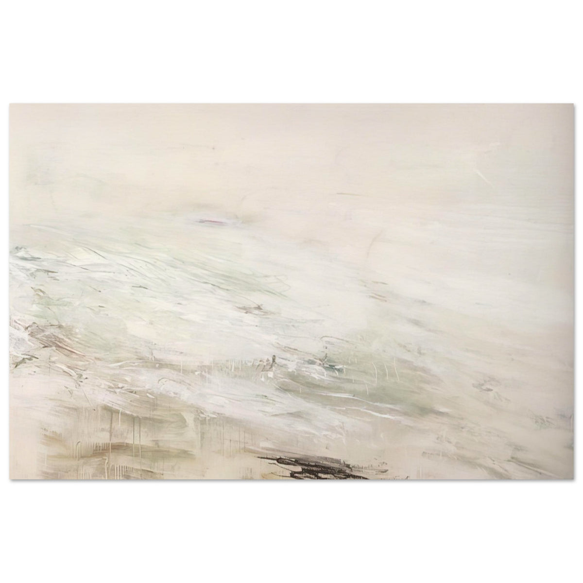 Hero and Leandro (A Painting in Four Parts) Part II by Cy Twombly poster, 40 × 60 cm / 16 × 24 in: a pale, expansive background layered with delicate white and gray brushstrokes, subtle beige tones….