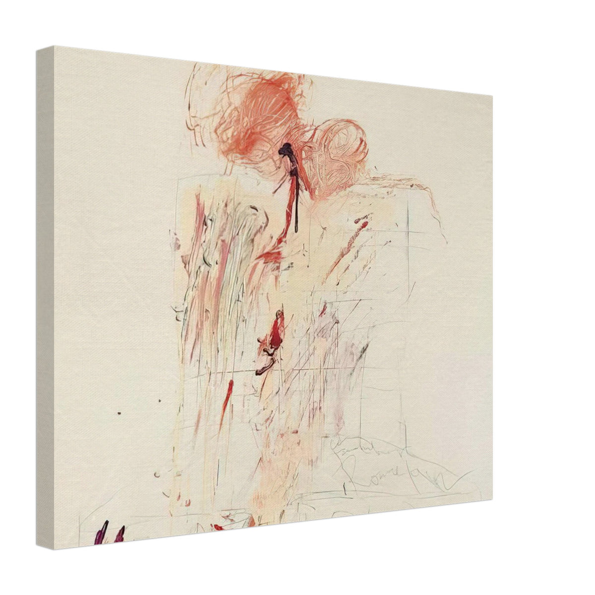 Death of Pompey (Rome) by Cy Twombly canvas print, 60 × 90 cm / 24 × 36 in: expressive red and reddish-orange gestures across a warm, pale background….
