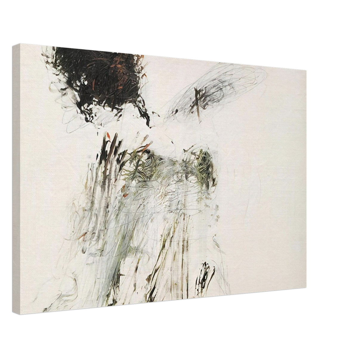 Ides of March by Cy Twombly canvas print, 70 × 100 cm / 28 × 40 in: a pale background contrasted with concentrated black brushwork, loose graphite-like lines….