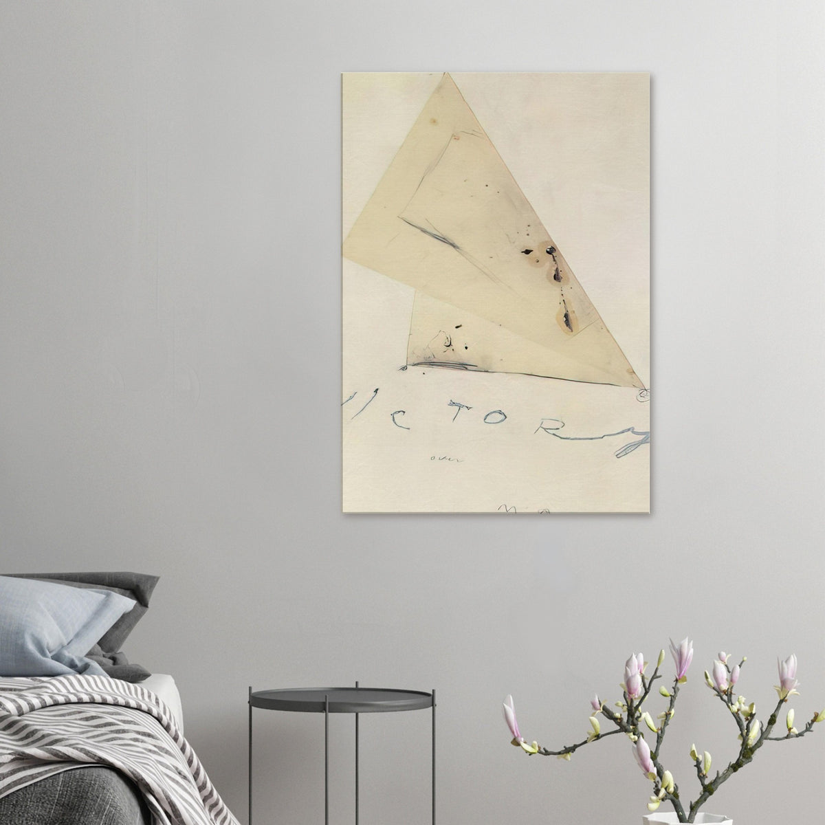 Victory by Cy Twombly, canvas print, overlapping triangular forms, delicate graphite lines