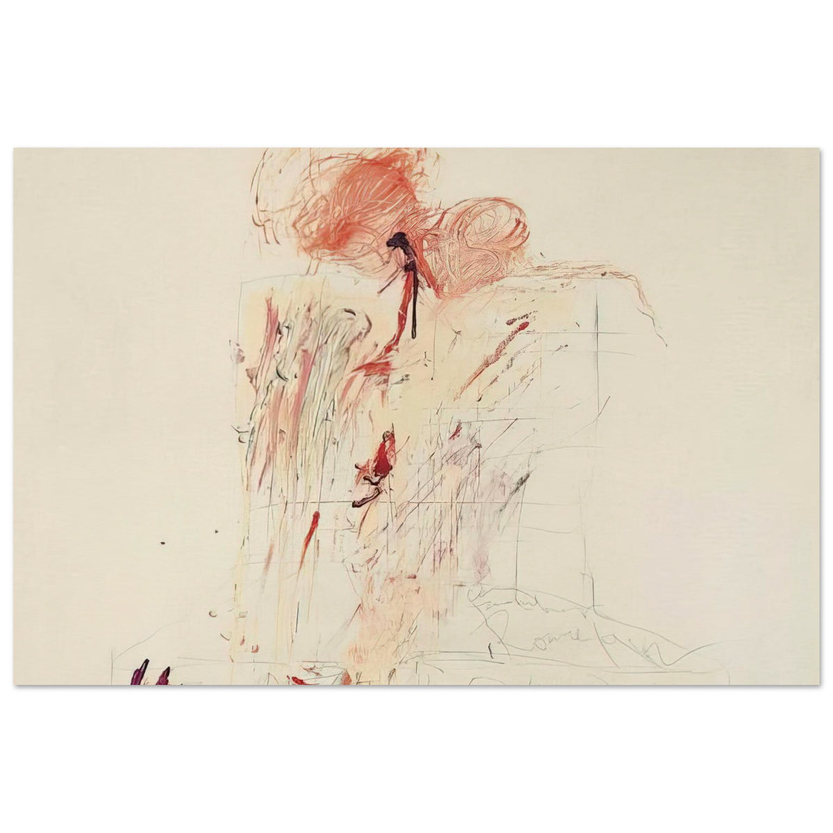 Death of Pompey (Rome) by Cy Twombly poster, 75 × 100 cm / 30 × 40 in: This dramatic composition features expressive red and reddish-orange marks across a pale background….