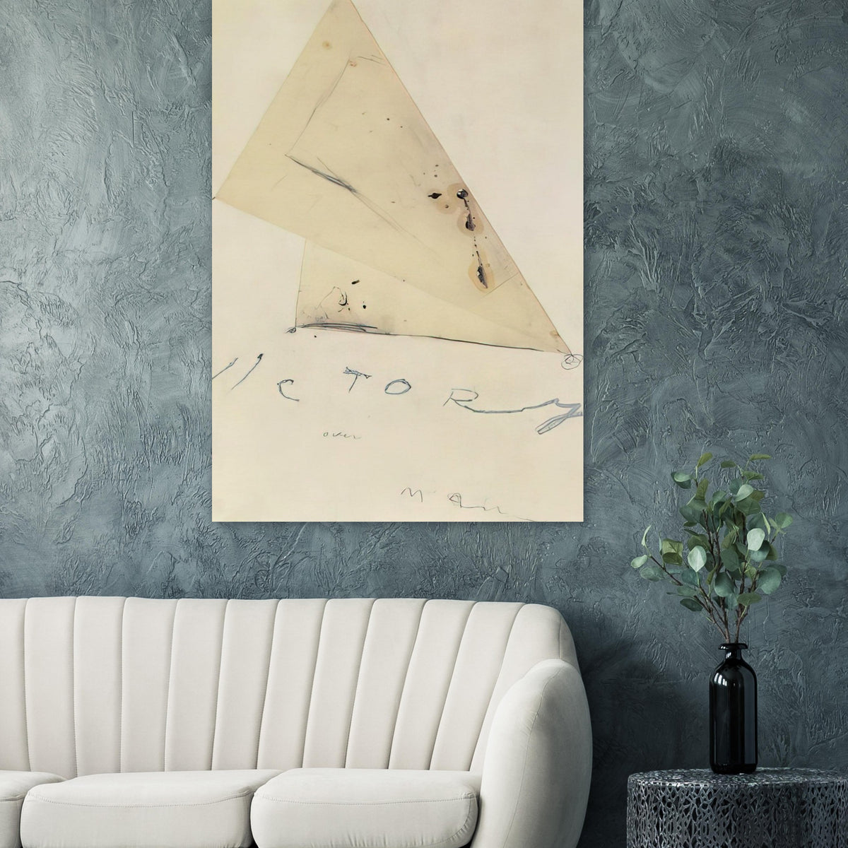 Victory by Cy Twombly, poster, overlapping triangular forms, delicate graphite lines