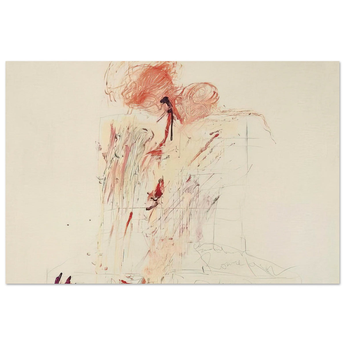 Death of Pompey (Rome) by Cy Twombly poster, 100 × 150 cm / 40 × 60 in: This dramatic composition features expressive red and reddish-orange marks across a pale background….