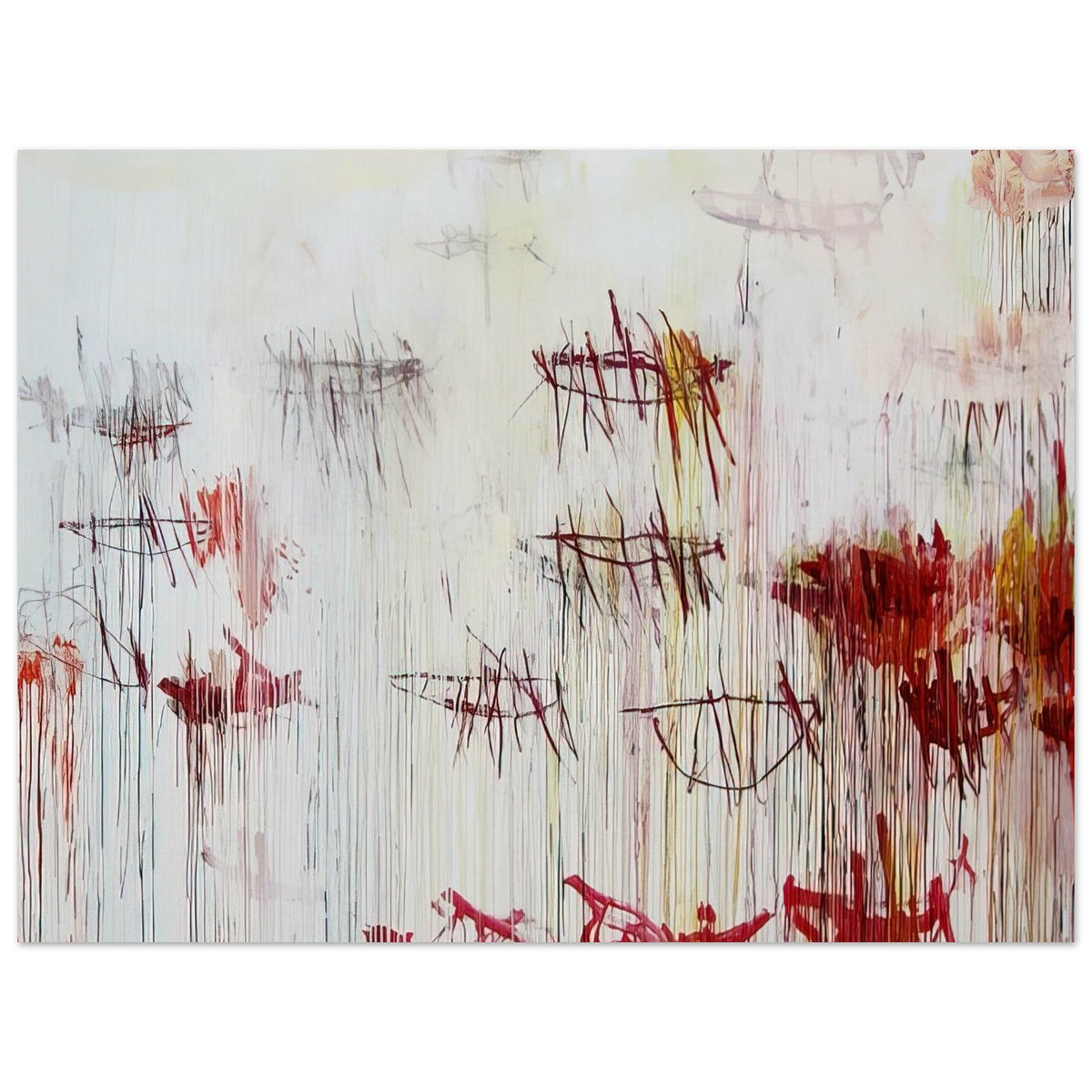 Lepanto, Part IX by Cy Twombly poster, A0 (84.1 × 118.9 cm): This expressive composition features an expansive pale background covered with delicate black lines….