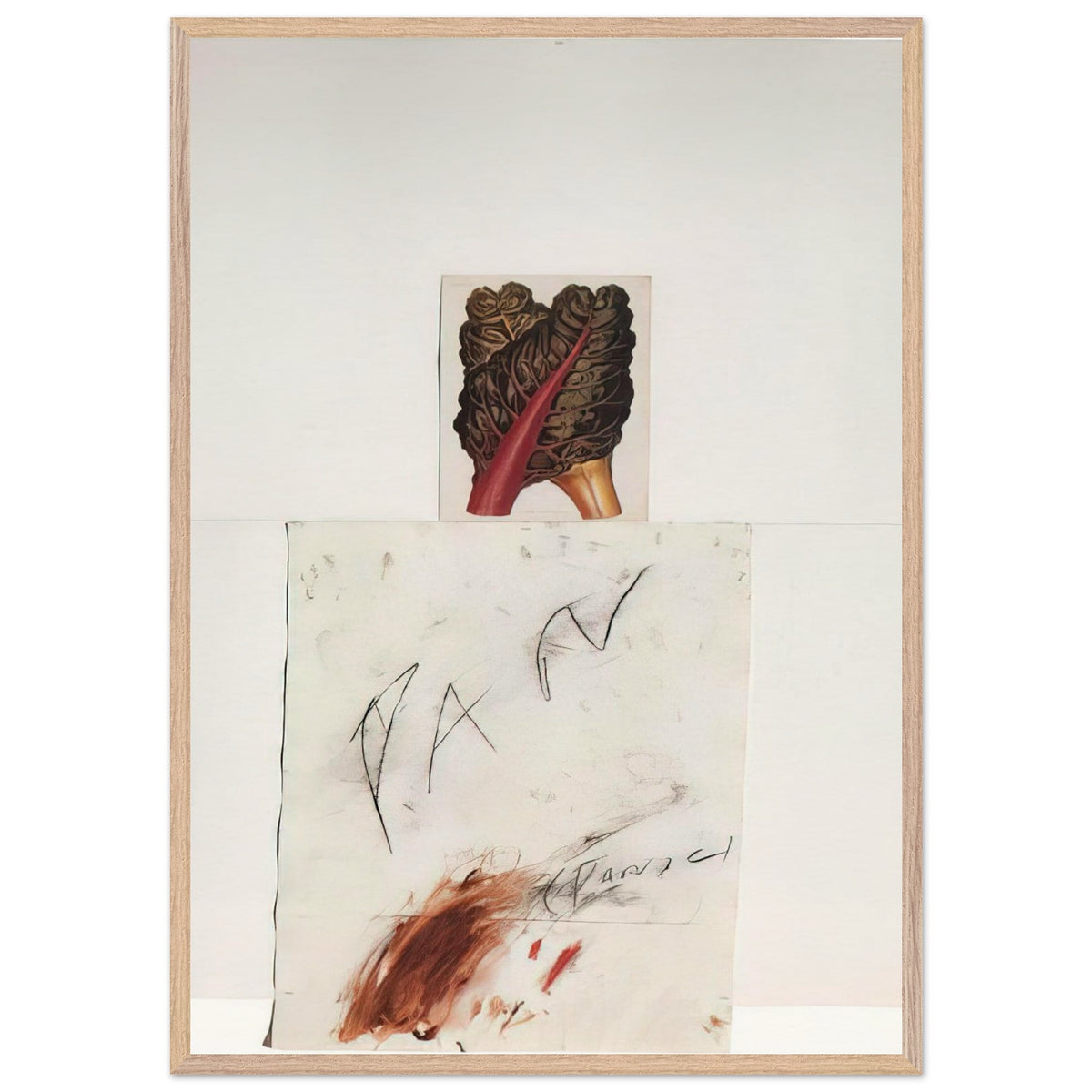 Pan by Cy Twombly, framed art print, natural imagery, abstract drawing, 40x50 cm (16x20 in), white frame