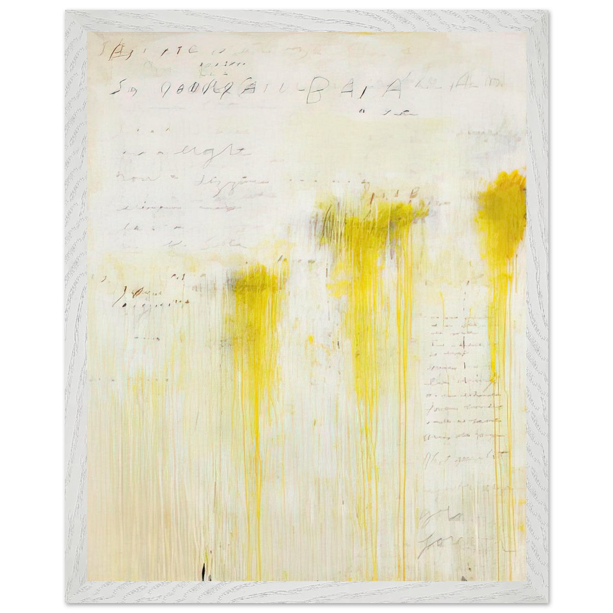 Quattro Stagioni II. Estate by Cy Twombly, framed art print, luminous yellow washes, subtle orange details, 40x50 cm (16x20 in), wood frame