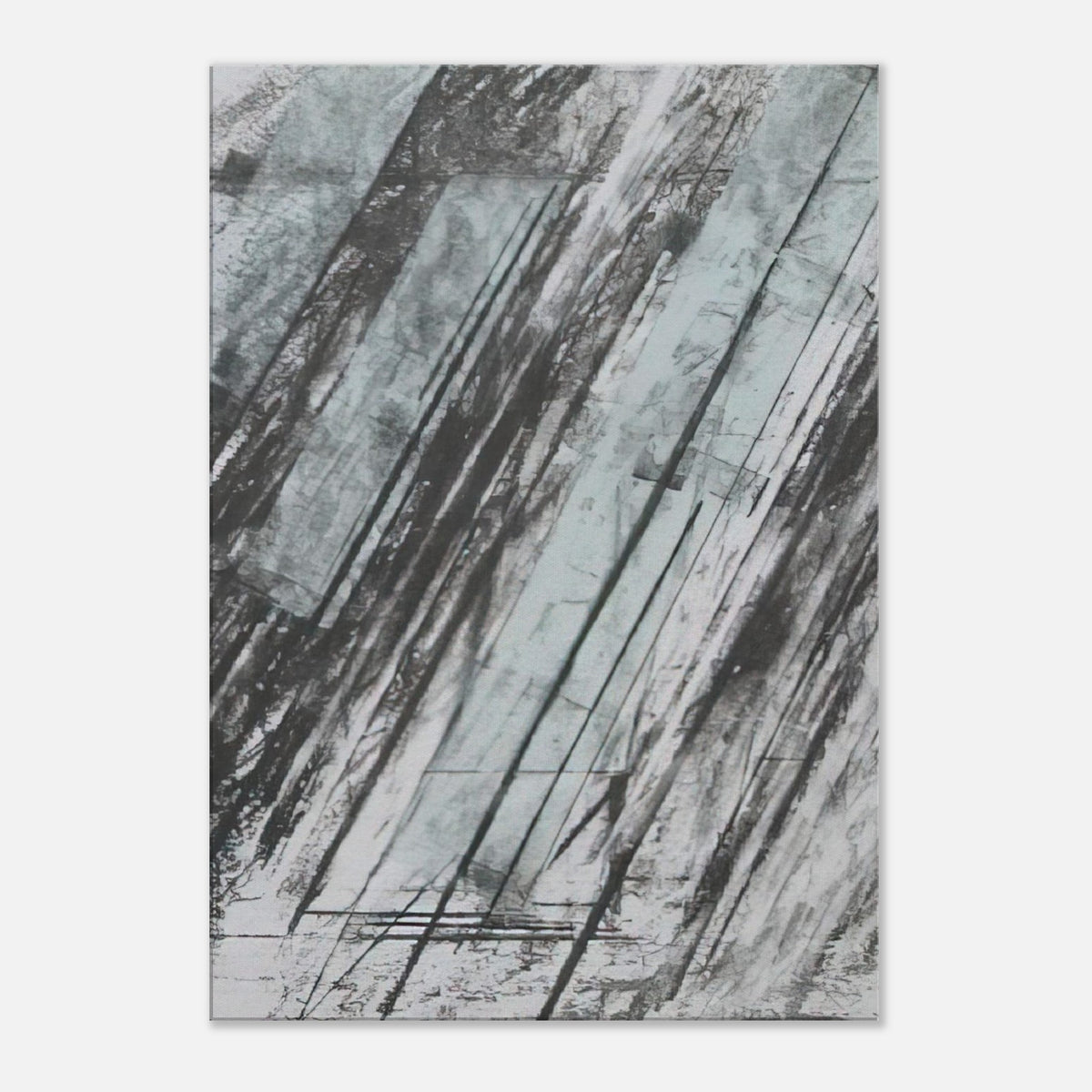 Untitled (Bastian 38) by Cy Twombly, canvas print, sweeping diagonal strokes, textured black and gray marks