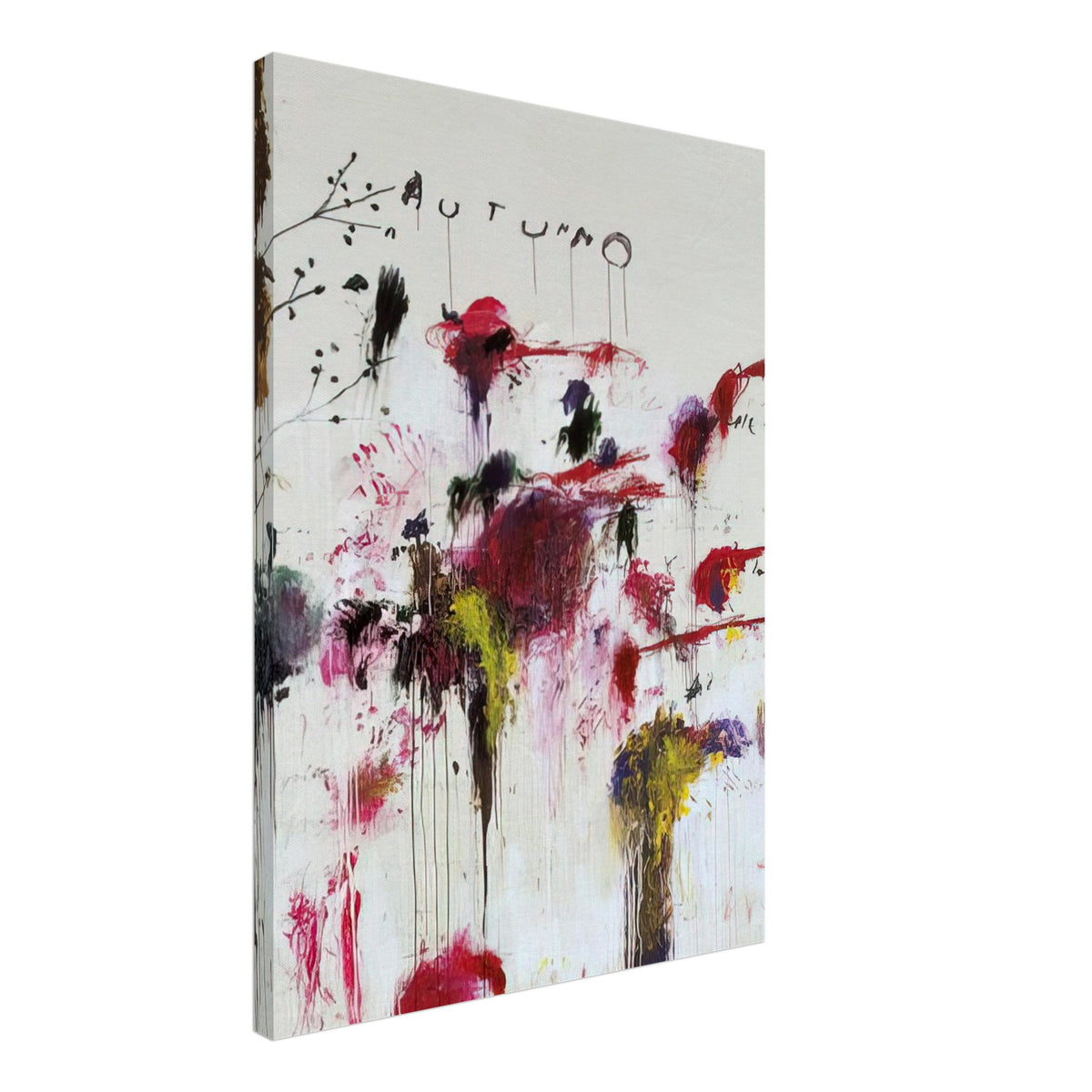 Quattro Stagioni II. Autunno by Cy Twombly, canvas print, vibrant arrangement of red, crimson, 60x75 cm (24x30 in)