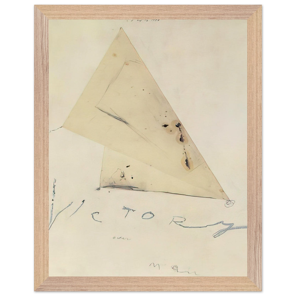 Victory by Cy Twombly, framed art print, overlapping triangular forms, fine graphite lines, 50x70 cm (20x28 in), black frame