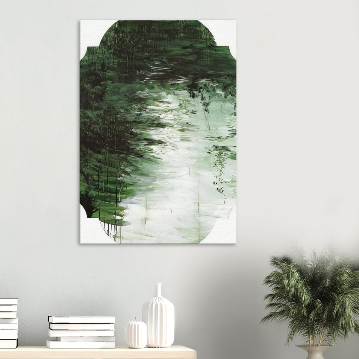 Untitled (A Painting in Nine Parts), Part V by Cy Twombly, canvas print, layered forest green, olive