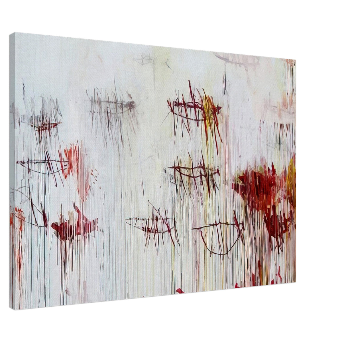 Lepanto, Part IX by Cy Twombly canvas print, 40 × 50 cm / 16 × 20 in: a pale background layered with fine black lines, loose sketch-like forms….
