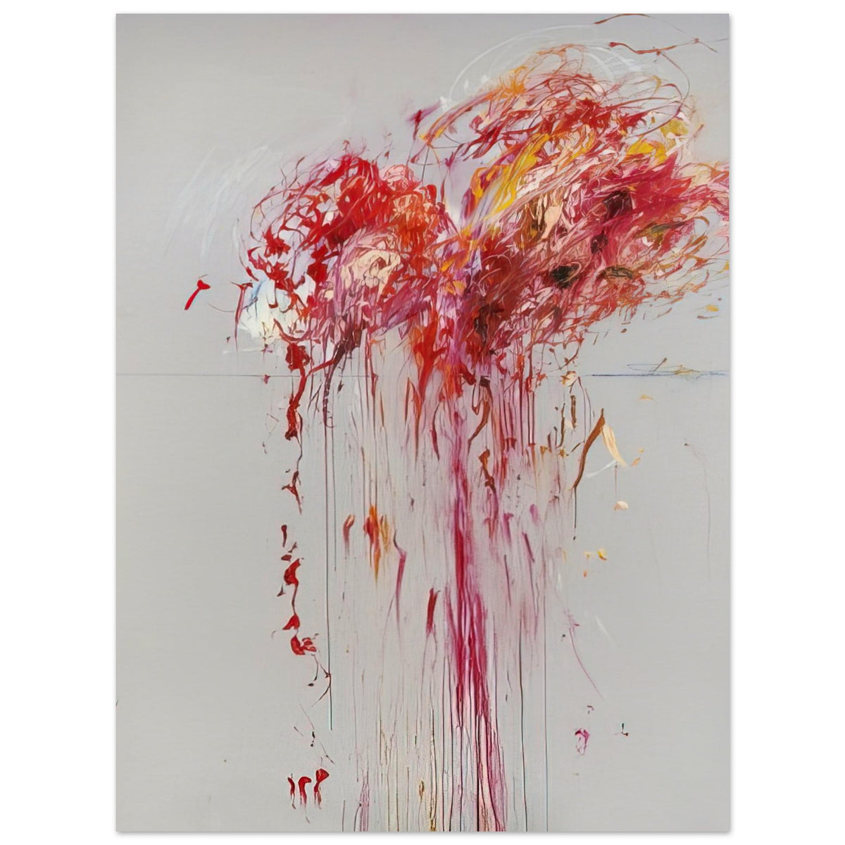 Nine Discourses on Commodus, Part VIII by Cy Twombly, poster, explosive red and crimson brushstrokes, vibrant pink and orange, A0 (84.1 x 118.9 cm)