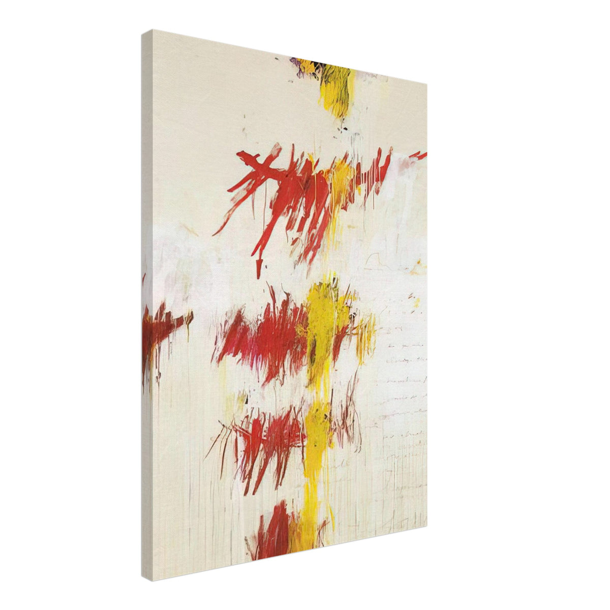Quattro Stagioni II. Primavera by Cy Twombly, canvas print, bold red and crimson brushstrokes with luminous yellow marks, subtle, 60x75 cm (24x30 in)