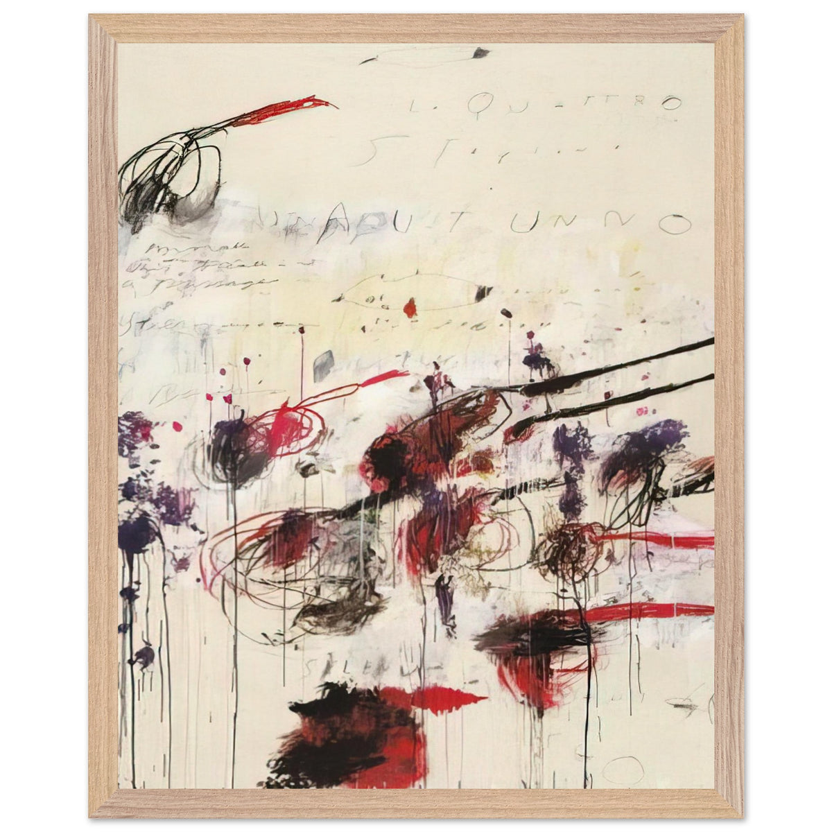 Quattro Stagioni: Autunno by Cy Twombly, framed art print, sweeping brushstrokes, spontaneous scribbles, 27x35 cm (11x14 in), black frame
