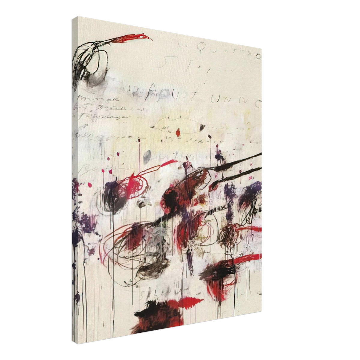 Quattro Stagioni: Autunno by Cy Twombly, canvas print, dynamic arrangement of crimson, red, 60x75 cm (24x30 in)