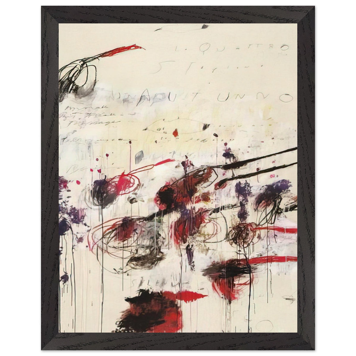 Quattro Stagioni: Autunno by Cy Twombly, framed art print, sweeping brushstrokes, spontaneous scribbles, 50x70 cm (20x28 in), white frame