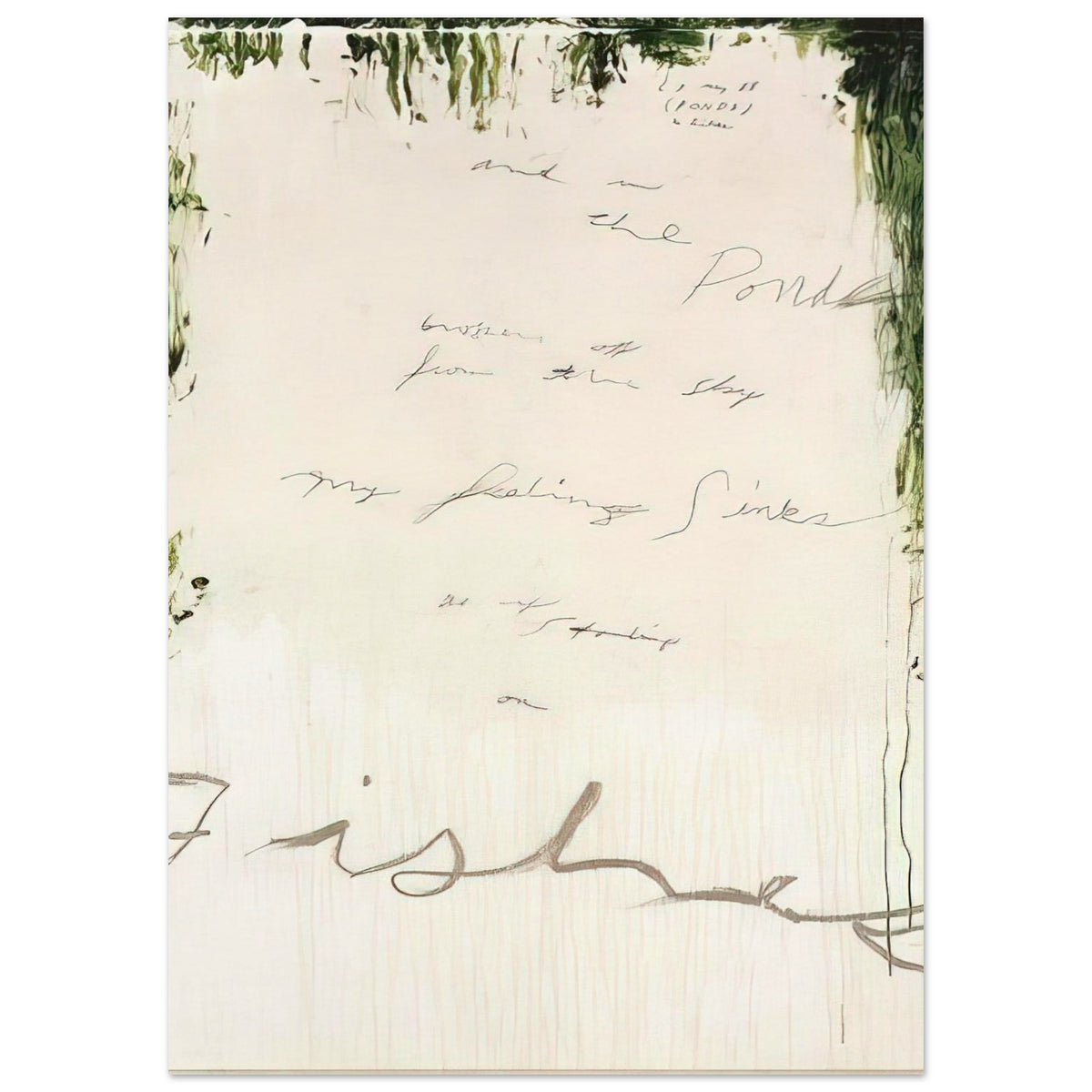 Untitled (A Painting in Nine Parts), Part I by Cy Twombly, poster, pale, almost white surface, 60x80 cm (24x32 in)