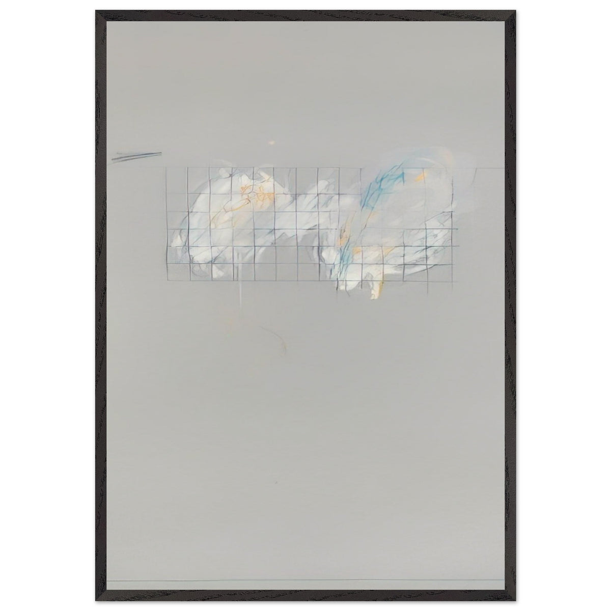 Nine Discourses on Commodus, Part I by Cy Twombly, framed art print, 27x35 cm / 11x14″, White frame; a muted gray background, a delicate grid of intersecting lines