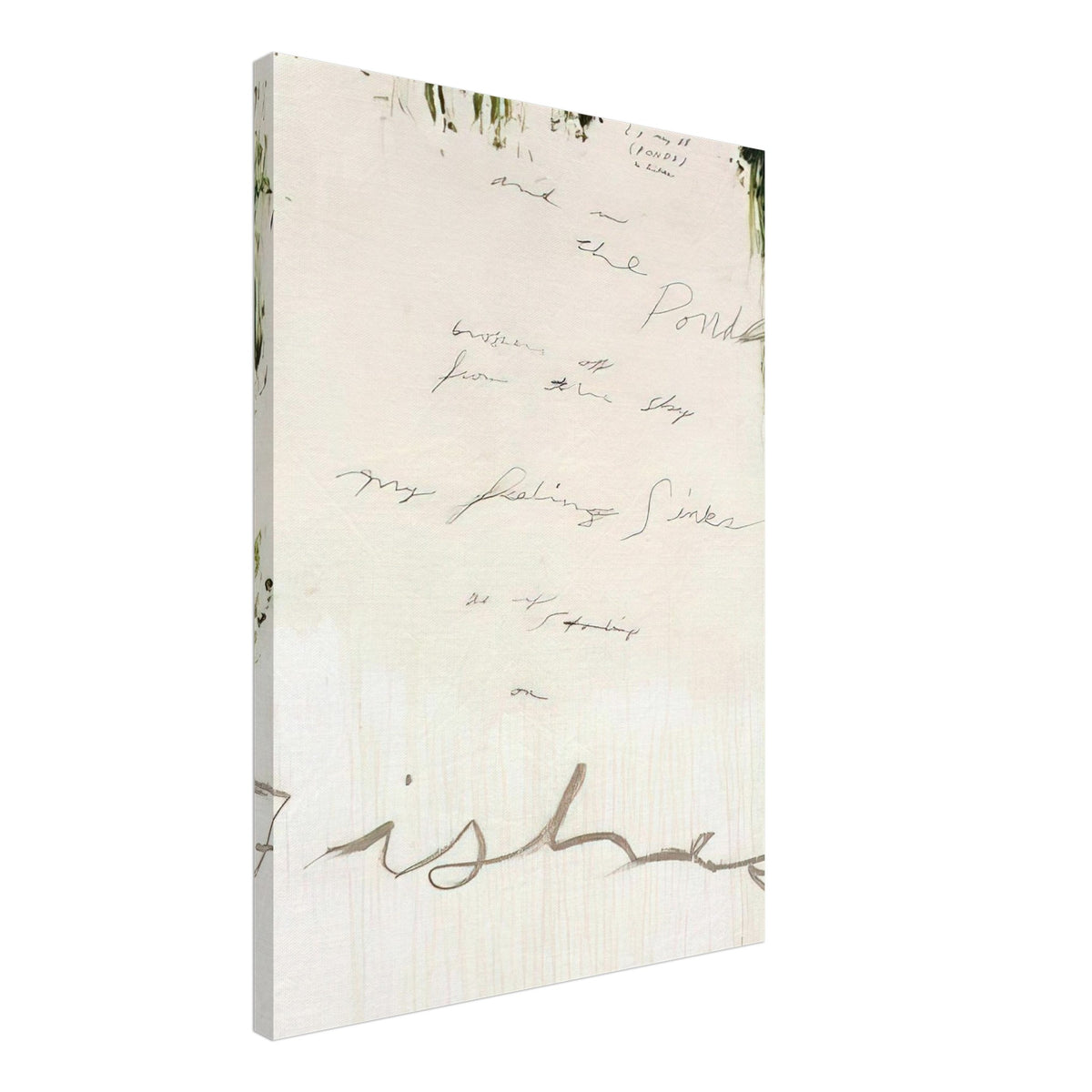 Untitled (A Painting in Nine Parts), Part I by Cy Twombly, canvas print, expansive pale background, delicate handwritten inscriptions, 70x100 cm (28x40 in)
