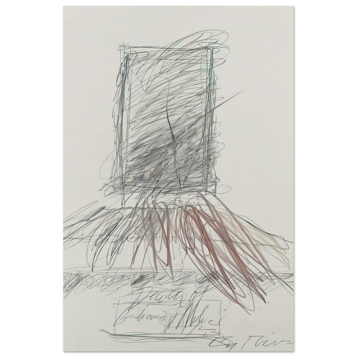 Untitled Abstract Drawing by Cy Twombly, poster, 20x25 cm / 8x10″; overlapping graphite lines, spontaneous scribbles, and sweeping gestures in subtle shades of gray, black