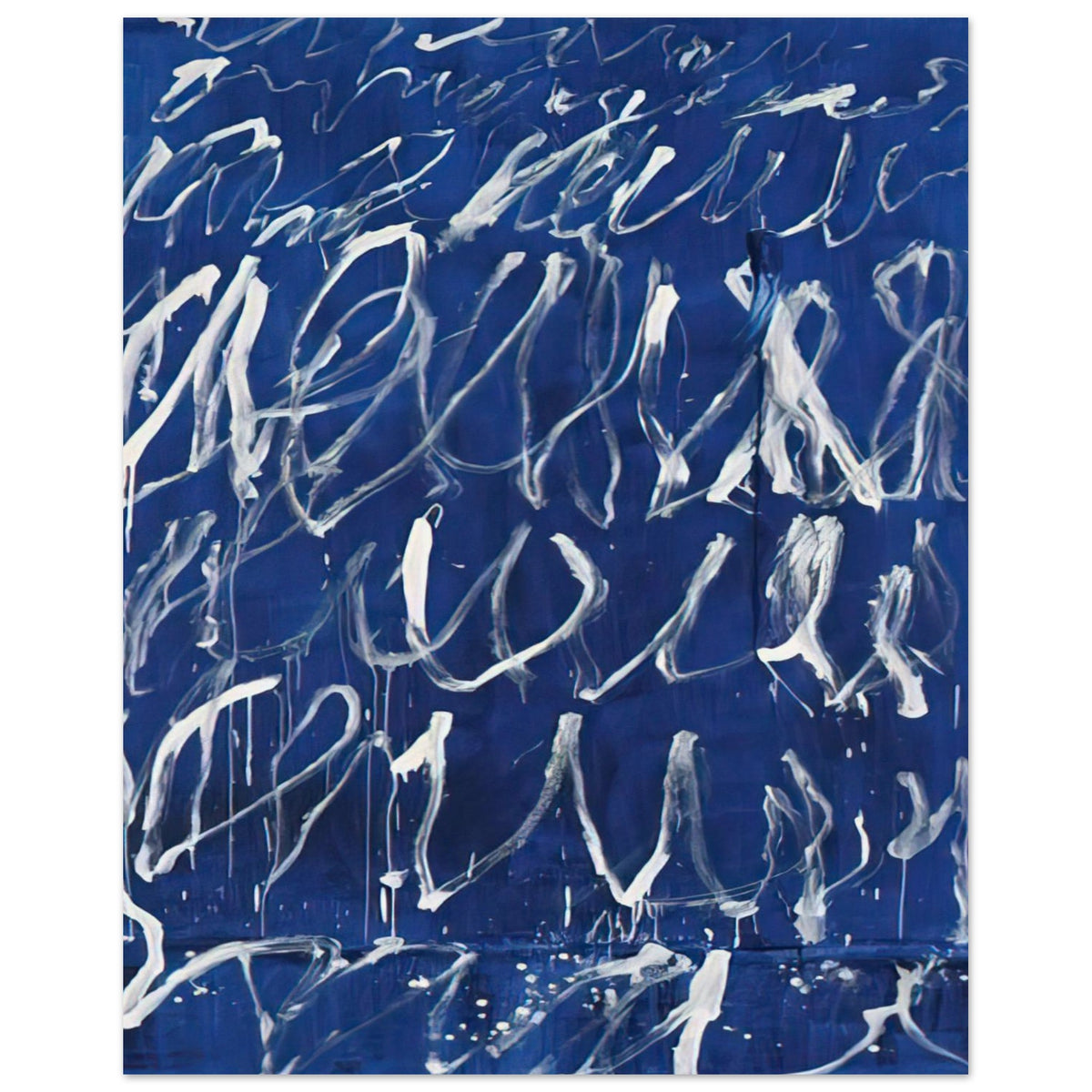 Untitled by Cy Twombly, poster, expressive white brushstrokes across a deep blue background, 40x50 cm (16x20 in)