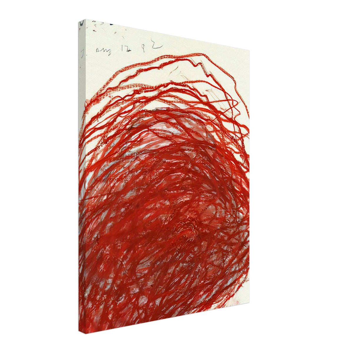 Suma by Cy Twombly, canvas print, intense mass of red and crimson marks arranged in sweeping, 50x70 cm (20x28 in)