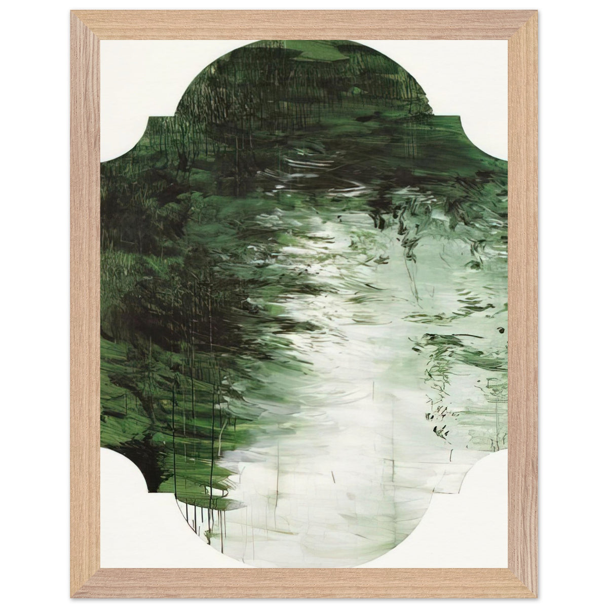 Untitled (A Painting in Nine Parts), Part V by Cy Twombly, framed art print, deep forest green, olive, 40x50 cm (16x20 in), white frame