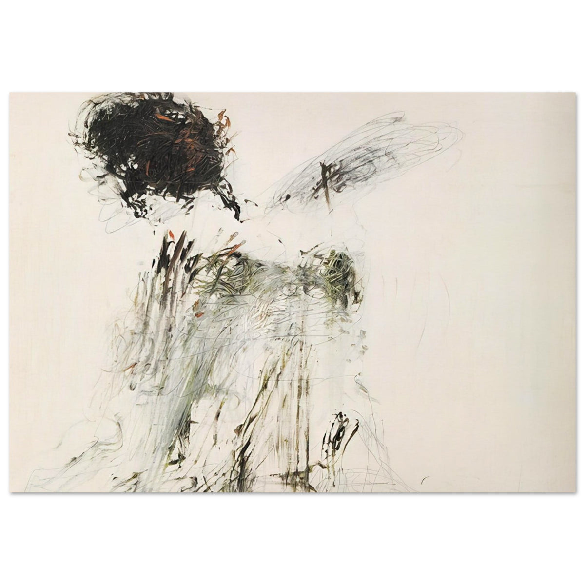 Ides of March by Cy Twombly poster, A0 (84.1 × 118.9 cm): This expressive composition features a pale, warm background contrasted with bold black brushstrokes….