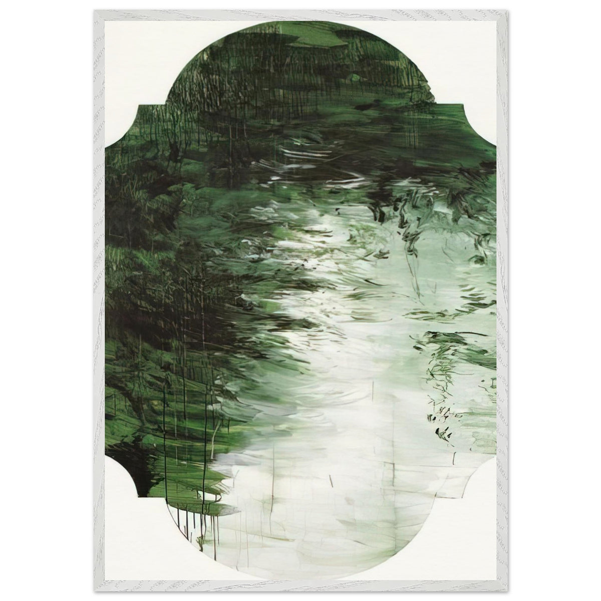 Untitled (A Painting in Nine Parts), Part V by Cy Twombly, framed art print, deep forest green, olive, 60x80 cm (24x32 in), white frame