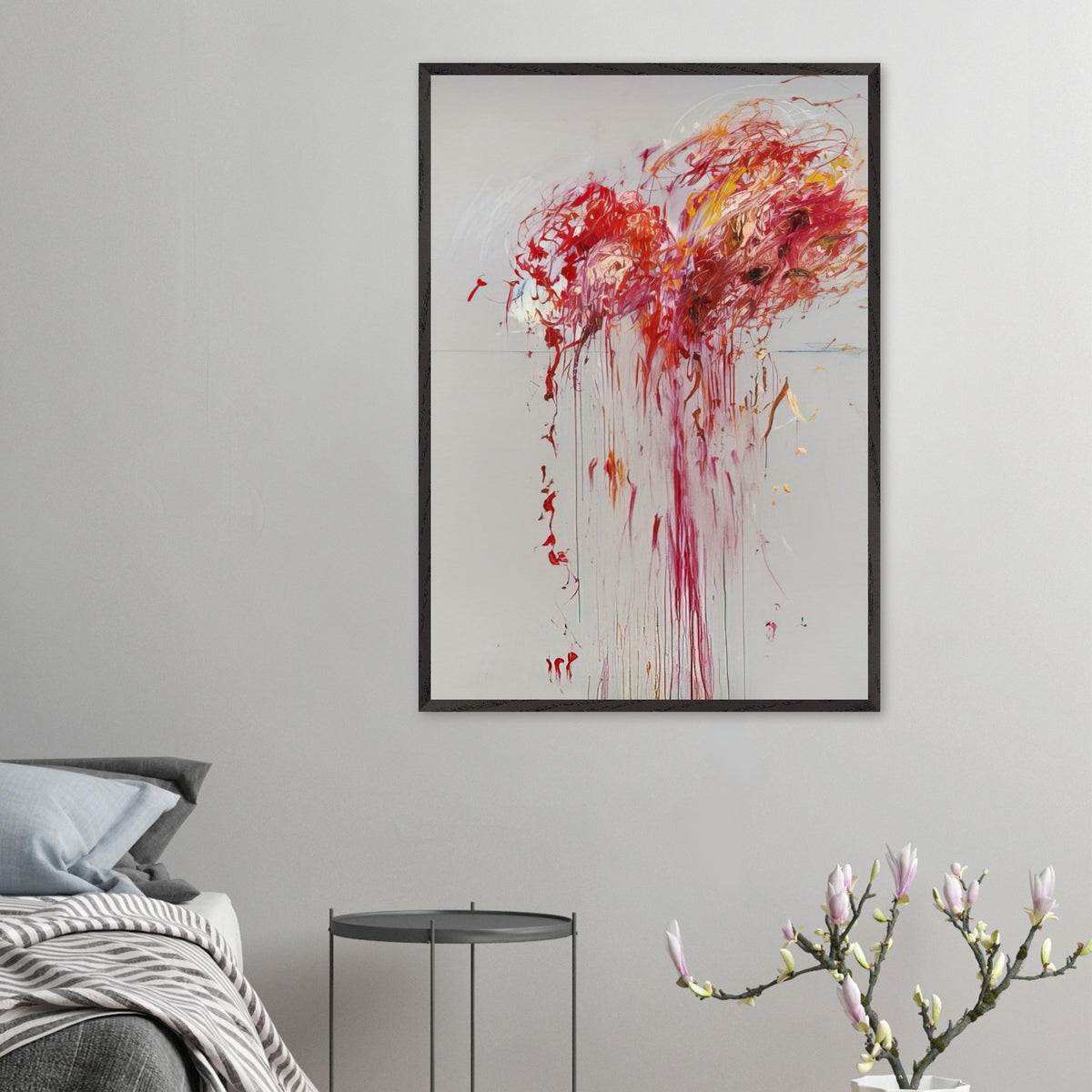 Nine Discourses on Commodus, Part VIII by Cy Twombly, framed art print, energetic red and crimson strokes, expressive pink and orange forms