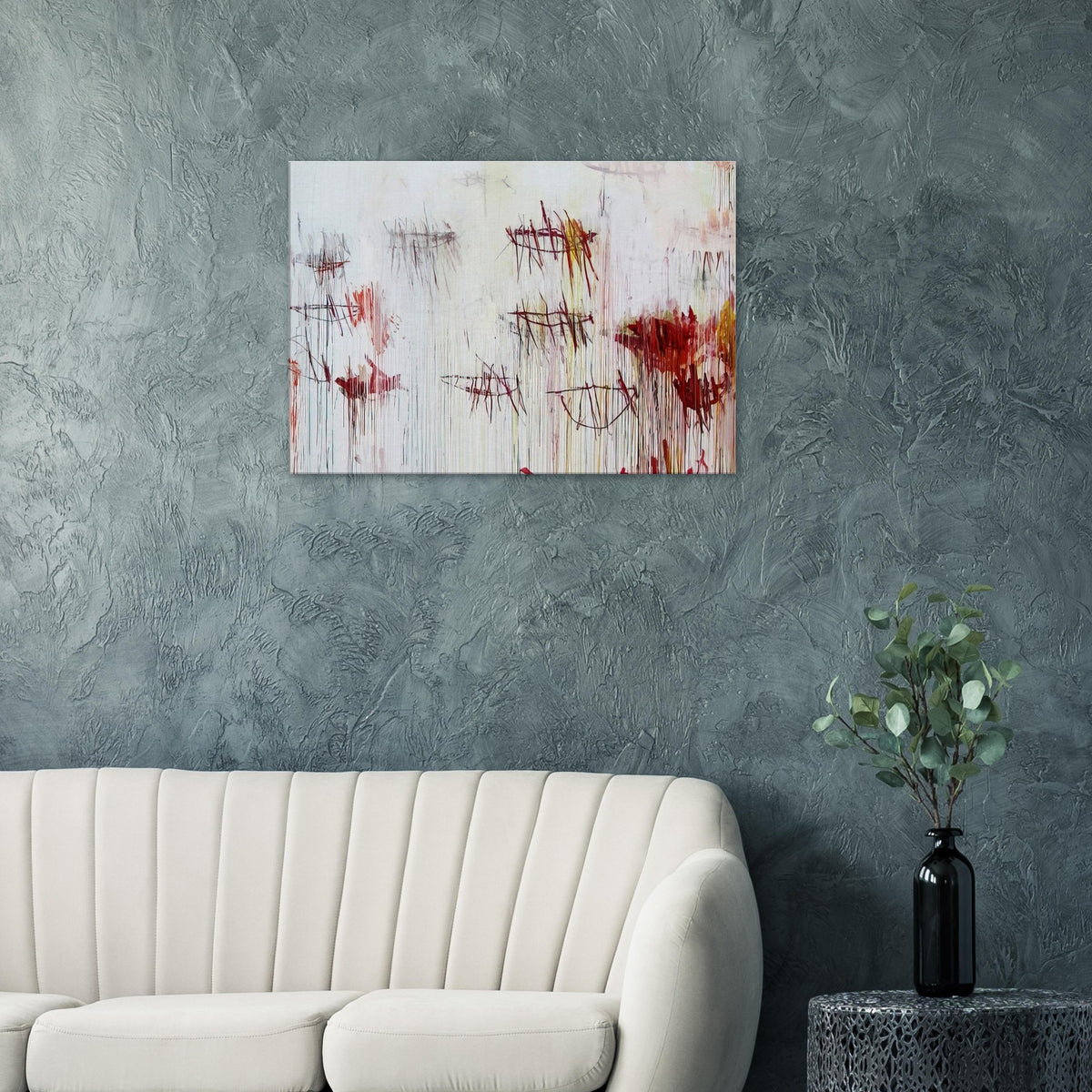 Lepanto, Part IX by Cy Twombly canvas print: a pale background layered with fine black lines, loose sketch-like forms….
