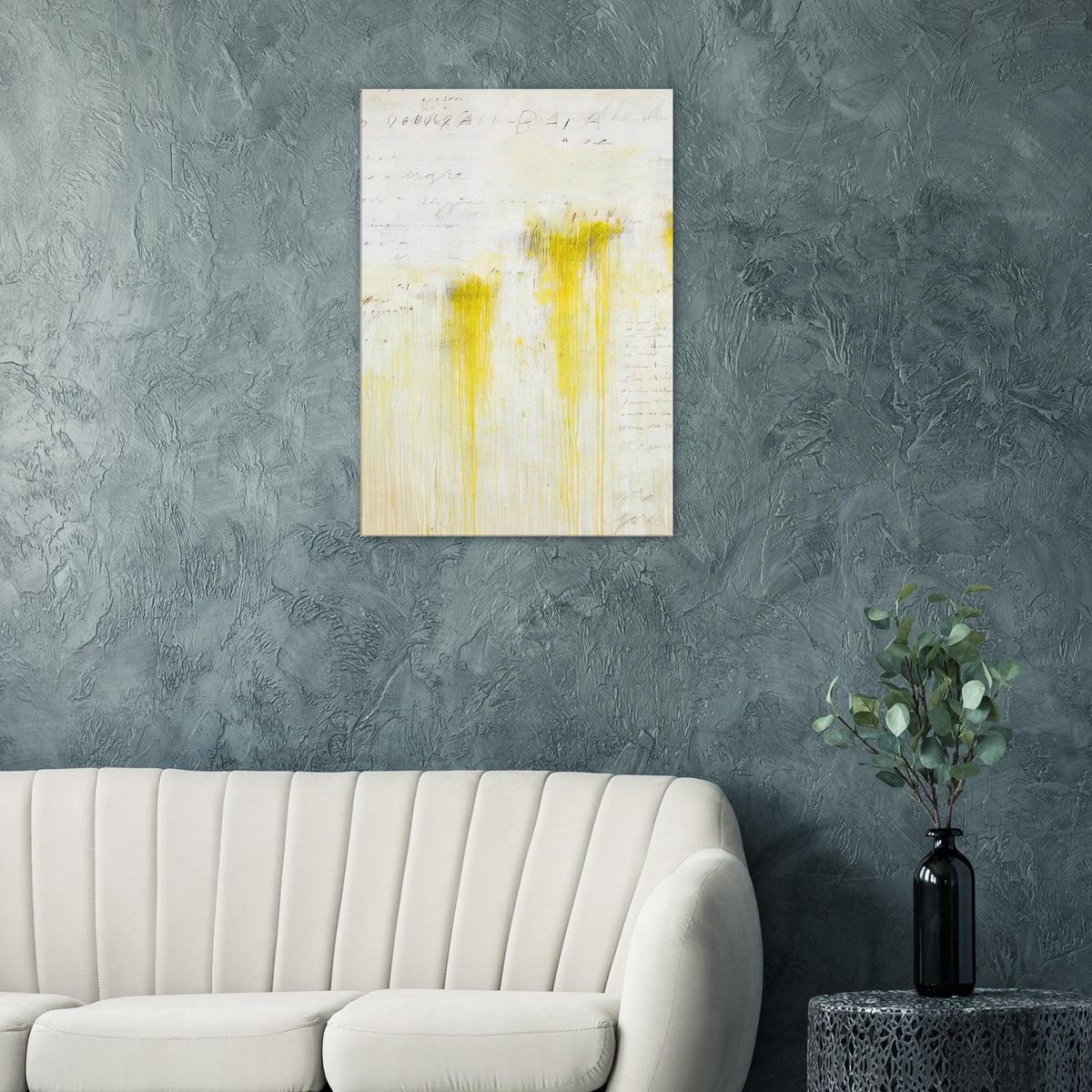 Quattro Stagioni II. Estate by Cy Twombly, canvas print, luminous yellow pigments, subtle orange accents