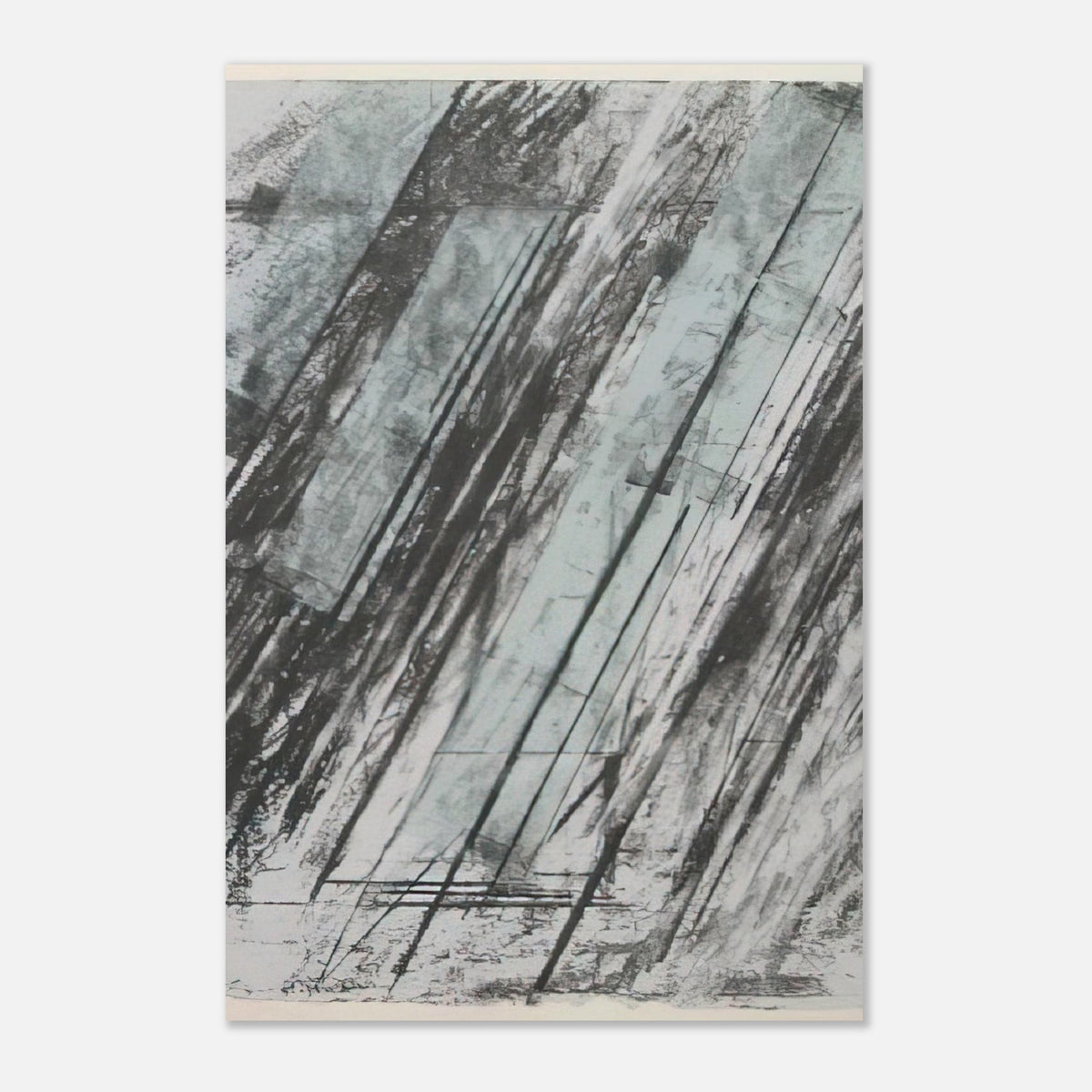 Untitled (Bastian 38) by Cy Twombly, poster, sweeping diagonal strokes, layered black and gray marks