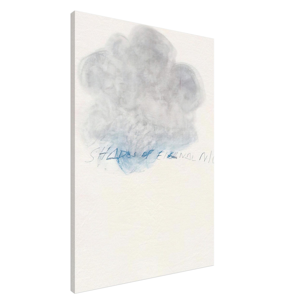 Fifty Days at Iliam: Shades of Eternal Night by Cy Twombly, canvas print, 45x60 cm / 18x24″; a delicate cloud of soft gray and pale blue tones floating across a warm, off-white background