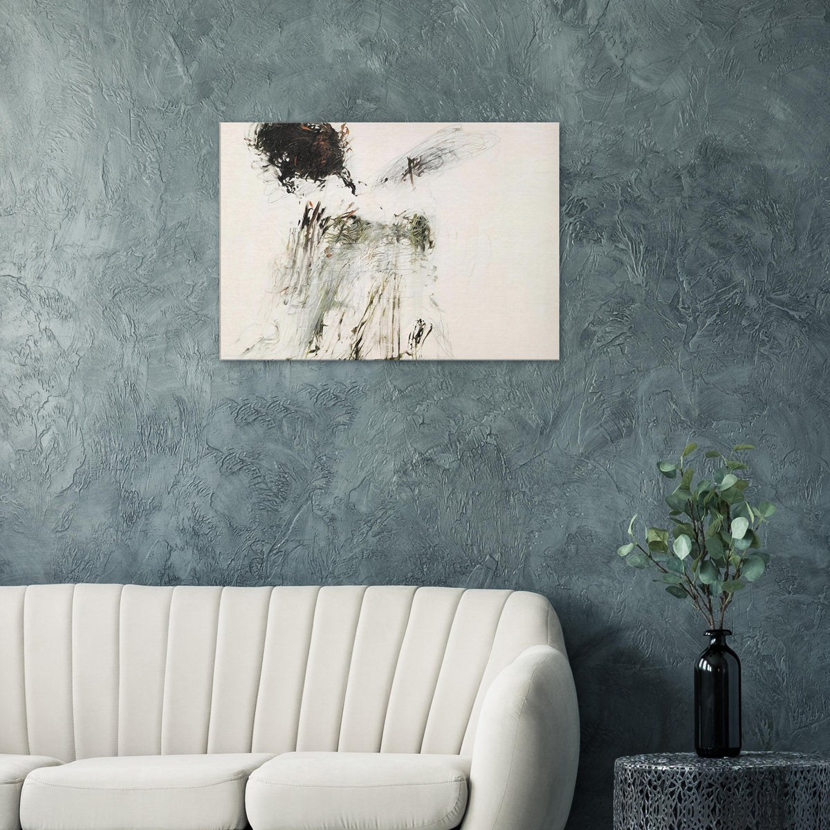 Ides of March by Cy Twombly canvas print: a pale background contrasted with concentrated black brushwork, loose graphite-like lines….