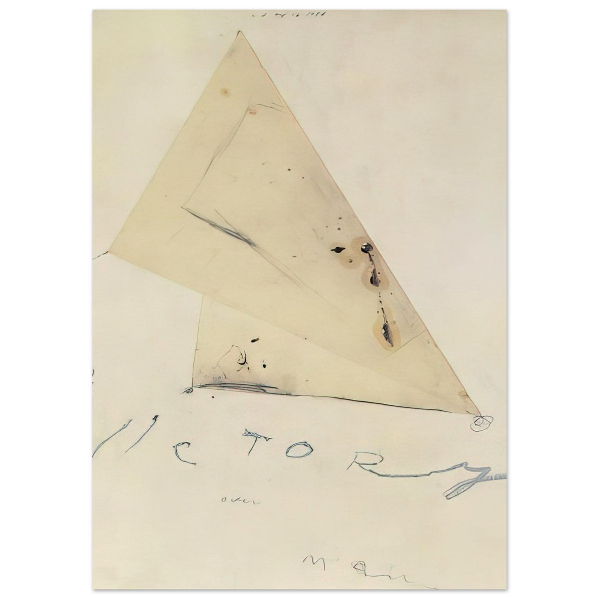 Victory by Cy Twombly, poster, overlapping triangular forms, delicate graphite lines, 60x80 cm (24x32 in)