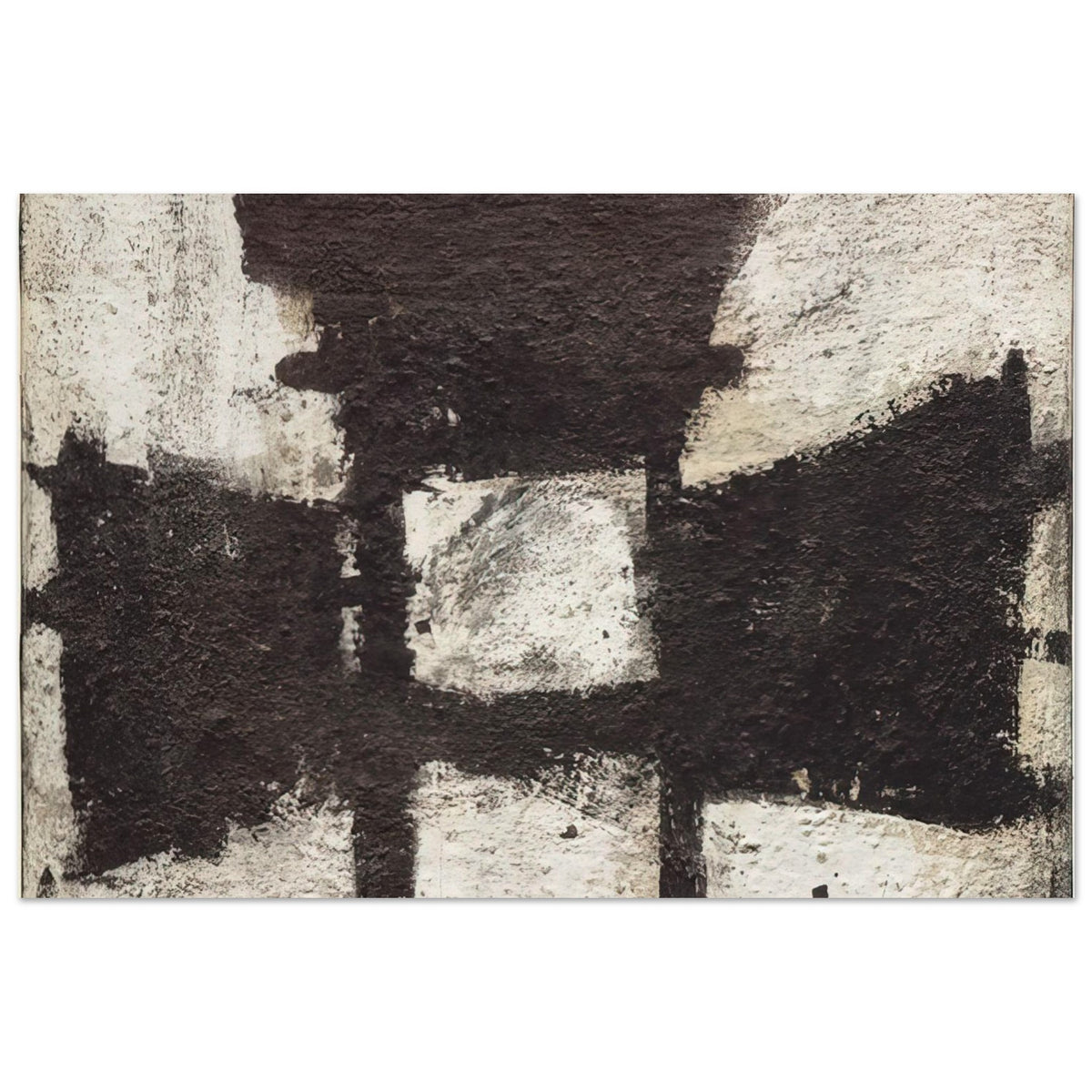 Zyig by Cy Twombly poster, A3 (29.7 × 42 cm): This striking composition features bold black and charcoal forms against a textured ivory and off-white….