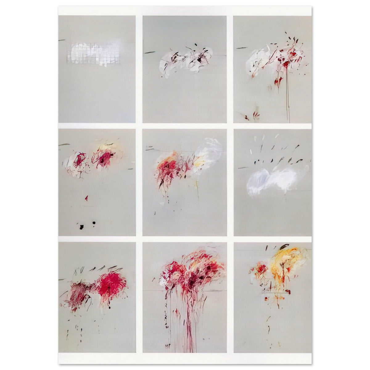 Nine Discourses on Commodus by Cy Twombly, poster, complete nine-part cycle in a single composition, bringing together, 100x150 cm (40x60 in)