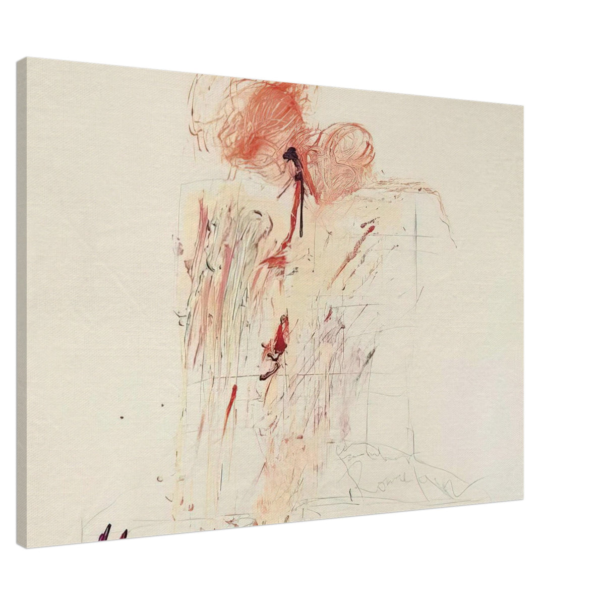Death of Pompey (Rome) by Cy Twombly canvas print, 40 × 50 cm / 16 × 20 in: expressive red and reddish-orange gestures across a warm, pale background….