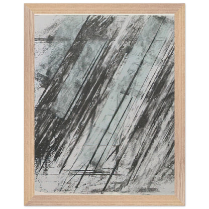 Untitled (Bastian 38) by Cy Twombly, framed art print, powerful diagonal strokes, layered black and gray marks, 40x50 cm (16x20 in), white frame
