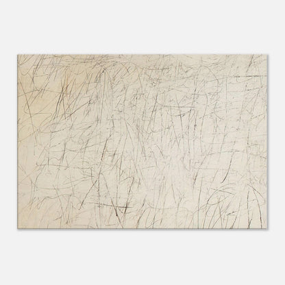The Geeks by Cy Twombly canvas print: a warm ivory background filled with delicate pencil-like lines, overlapping scribbles, angular gestures….