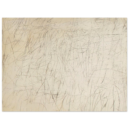 The Geeks by Cy Twombly poster, 30 × 40 cm / 12 × 16 in: This expressive composition features a warm ivory background covered with an intricate network….