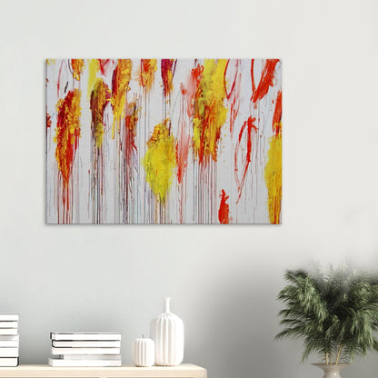 Lepanto, Part XII by Cy Twombly canvas print: This striking composition features a pale turquoise background layered with vivid yellow, golden ochre….