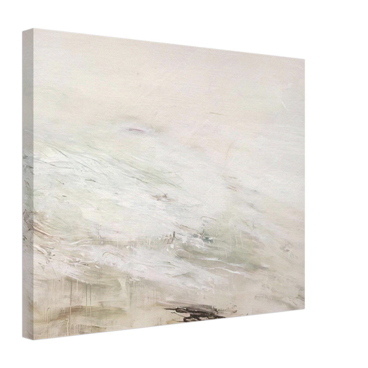 Hero and Leandro (A Painting in Four Parts) Part II by Cy Twombly canvas print, 70 × 100 cm / 28 × 40 in: This atmospheric composition features an expansive pale background with flowing white and gray….