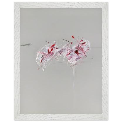 Nine Discourses on Commodus, Part II by Cy Twombly, framed art print, 70x100 cm / 28x40″, Black frame; a restrained gray background, expressive red and crimson forms