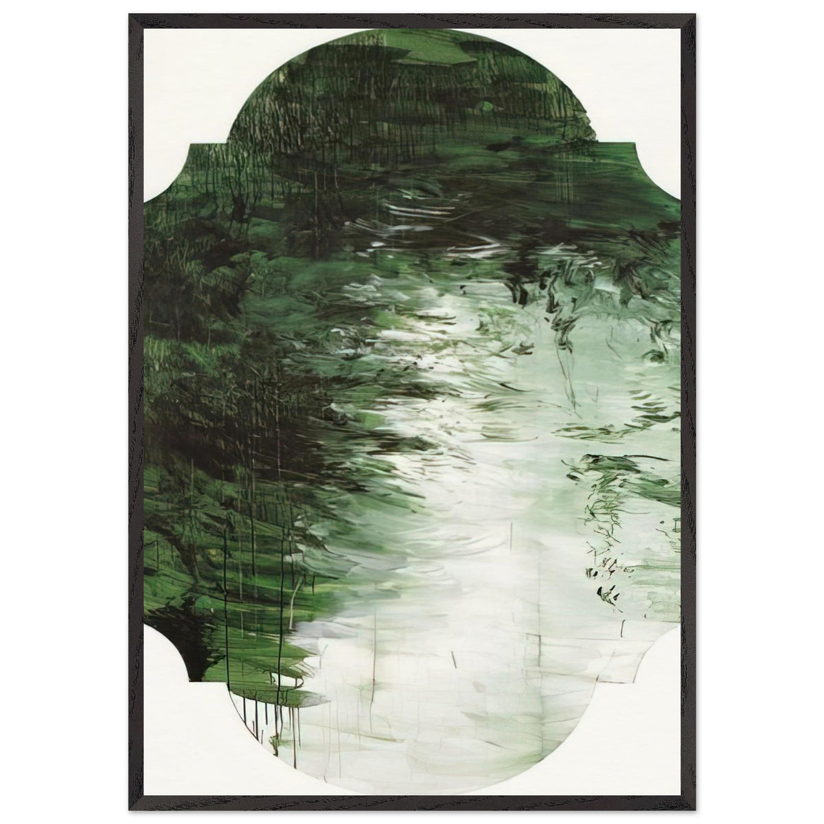 Untitled (A Painting in Nine Parts), Part V by Cy Twombly, framed art print, deep forest green, olive, 27x35 cm (11x14 in), white frame