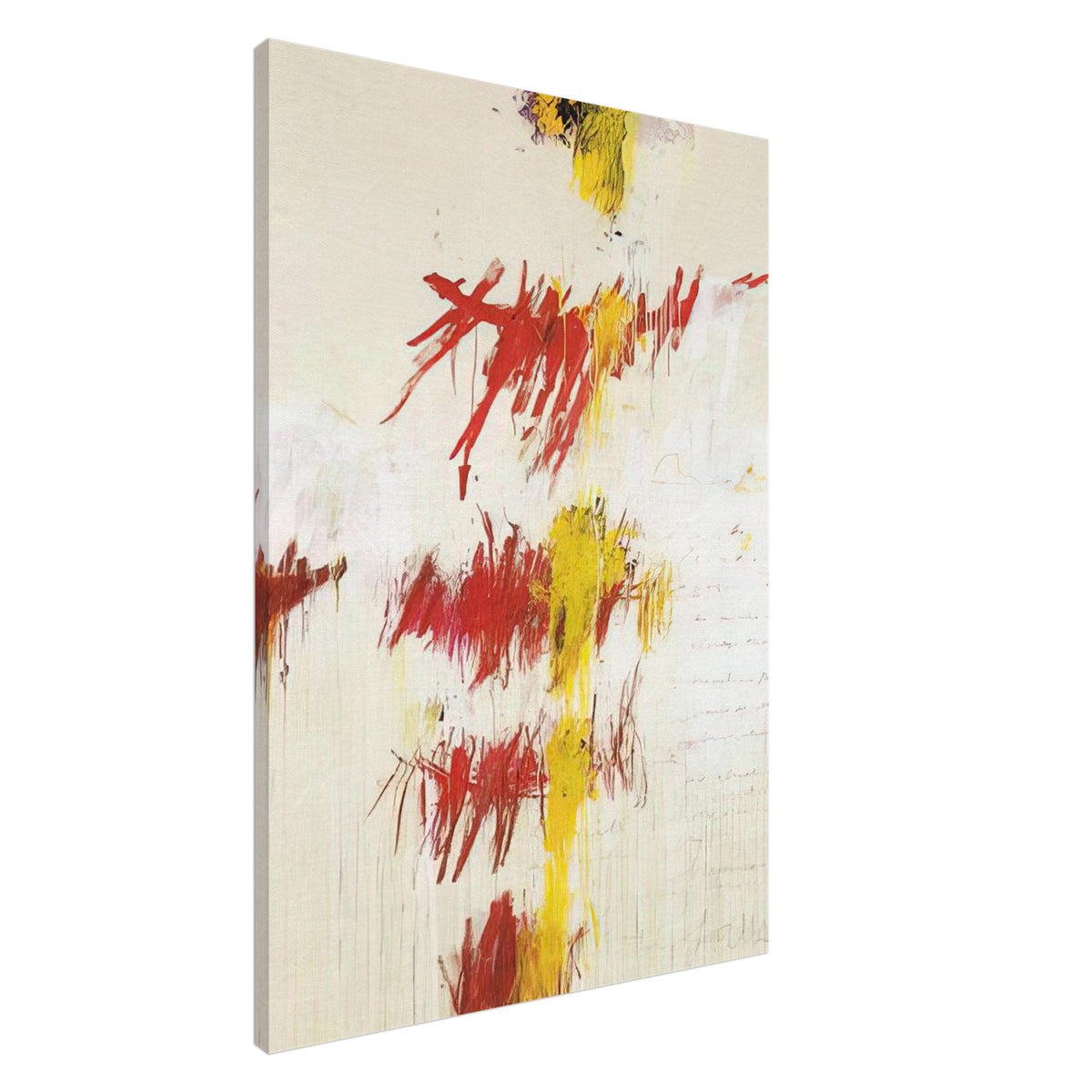 Quattro Stagioni II. Primavera by Cy Twombly, canvas print, bold red and crimson brushstrokes with luminous yellow marks, subtle, 45x60 cm (18x24 in)