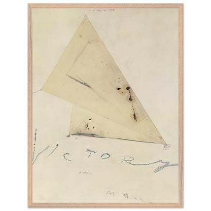 Victory by Cy Twombly, framed art print, overlapping triangular forms, fine graphite lines, 50x70 cm (20x28 in), white frame