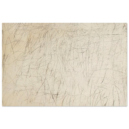 The Geeks by Cy Twombly poster, A3 (29.7 × 42 cm): This expressive composition features a warm ivory background covered with an intricate network….