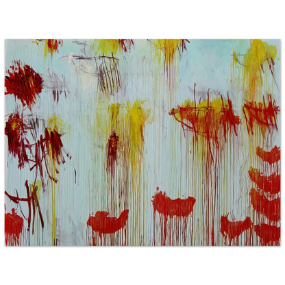 Lepanto, Part XI by Cy Twombly poster, 40 × 60 cm / 16 × 24 in: This expressive composition features a luminous pale turquoise background covered with energetic red….
